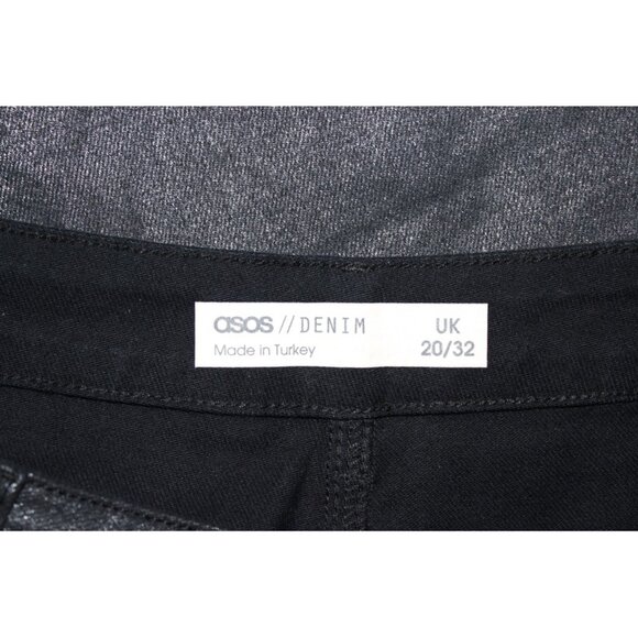 nwot ASOS Curve, High-Rise Farleigh Mom Jeans in Coated Black - Size 16W - Picture 6 of 11
